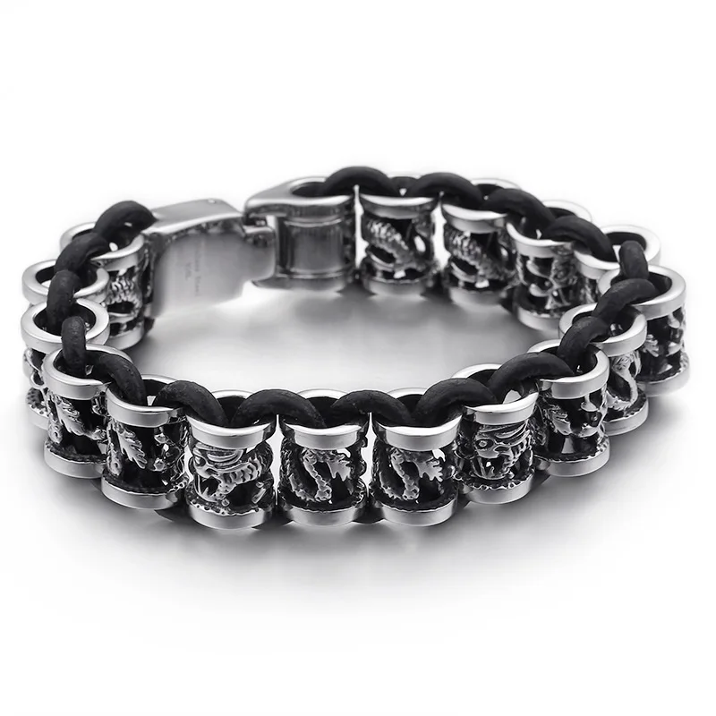Long titanium steel bracelet personality tide male hand leather rope jewelry domineering retro student jewelry
Long titanium steel bracelet personality tide male hand leather rope jewelry domineering retro student jewelry