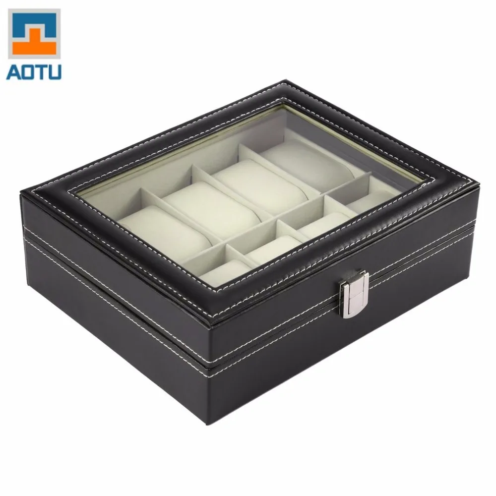 AOTU 10 Grid Slots Watch Box Luxury Leather Display Watches Boxes Square Jewelry Storage Case Organizer Holder relojes Winder
AOTU 10 Grid Slots Watch Box Luxury Leather Display Watches Boxes Square Jewelry Storage Case Organizer Holder relojes Winder