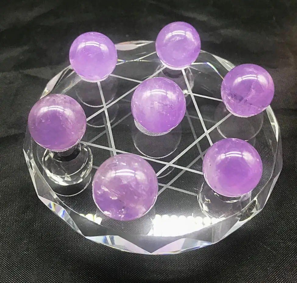 

7Pcs Rare Natural Star Purple Amethyst Quartz Crystal Sphere Ball stand Healing