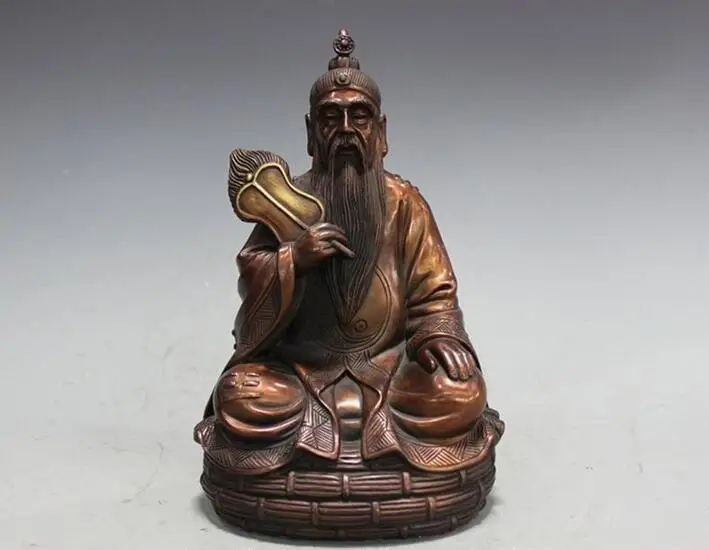 China religion Pure Bronze Hand-held palm-leaf fan Taoism Taoist Statue 
China religion Pure Bronze Hand-held palm-leaf fan Taoism Taoist Statue