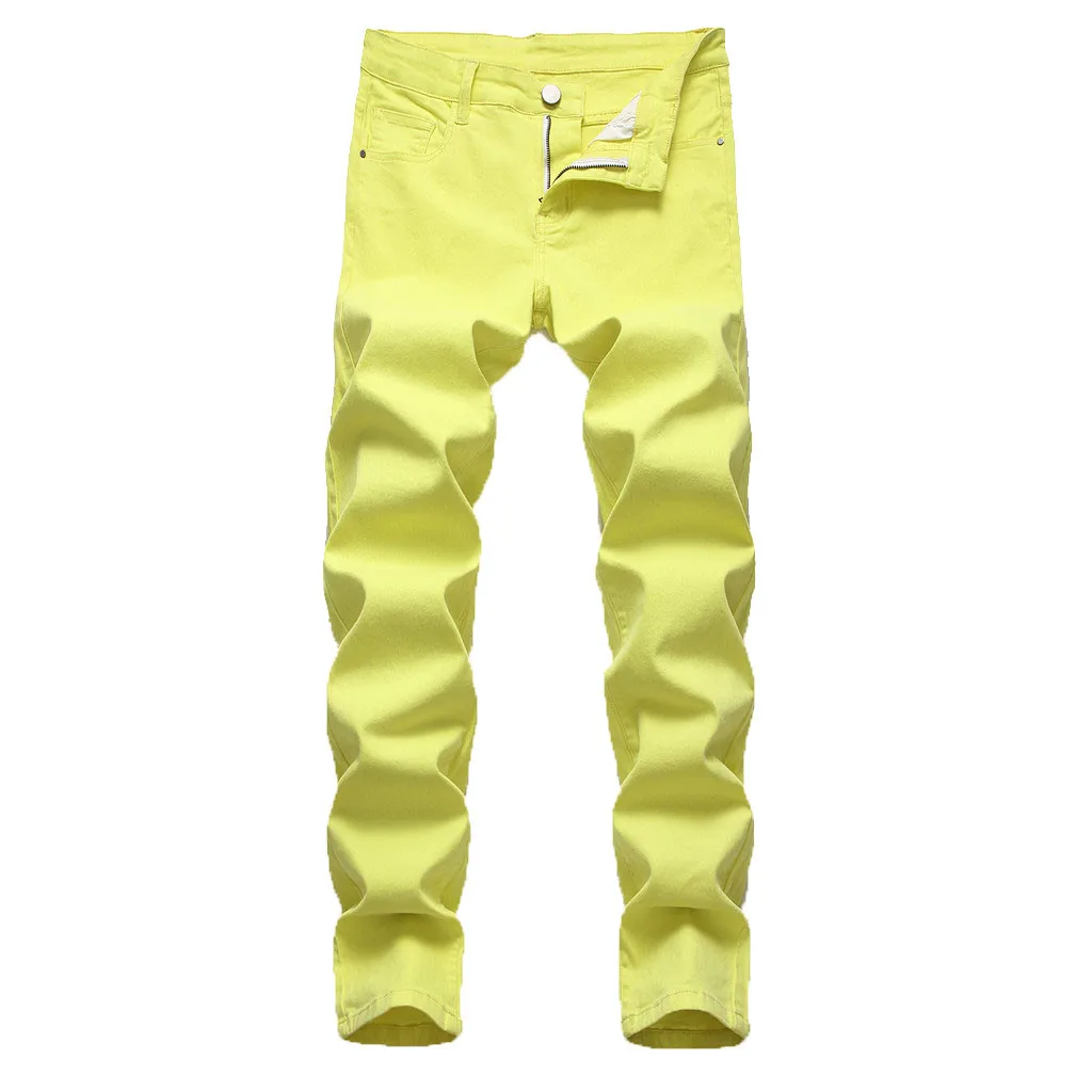 Fashion Men's Casual Personality Slim Fit Denim Jeans Pants Yellow Or Red Штаны calça Pantalones Hose Un pantalon 
Fashion Men's Casual Personality Slim Fit Denim Jeans Pants Yellow Or Red Штаны calça Pantalones Hose Un pantalon