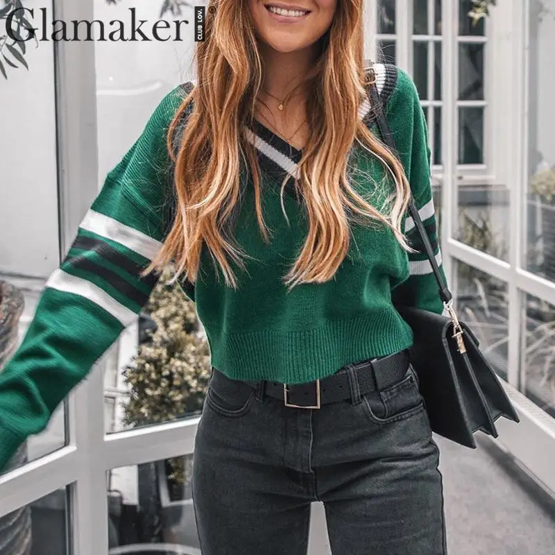 Glamaker Long sleeve v neck green jumper women fashion autumn winter sweater Female sexy elegant party club sweater pullovers
Glamaker Long sleeve v neck green jumper women fashion autumn winter sweater Female sexy elegant party club sweater pullovers