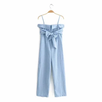 2019 Women Fashion Blue Spaghetti Strap Linen Overalls Elegant Sash Stripe Jumpsuit Button Wide Leg Jumpsuit
2019 Women Fashion Blue Spaghetti Strap Linen Overalls Elegant Sash Stripe Jumpsuit Button Wide Leg Jumpsuit