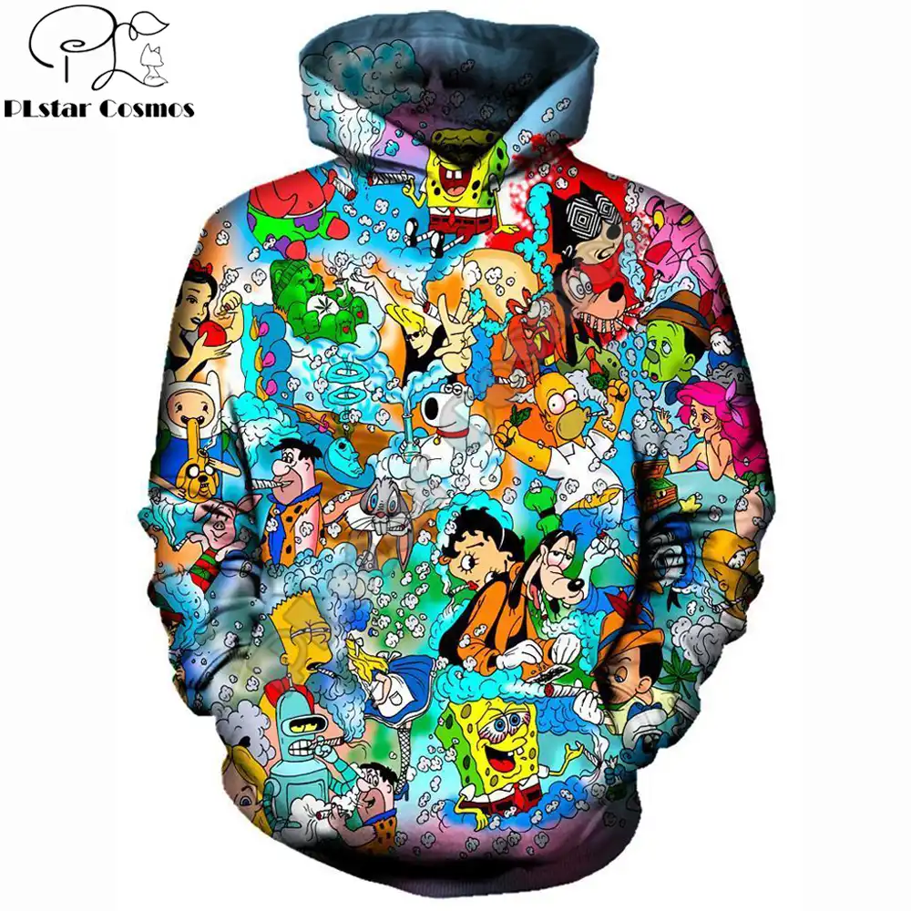 Drop Shipping 2020 New Fashion Hoodie Stoned Toons 90s Cartoon Collage Printed 3d Unisex Streetwear Sweatshirt Hooded Jacket Aliexpress