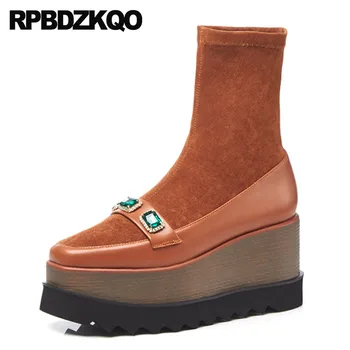 Square Toe Brand Women Winter Boots Genuine Leather High Heel Slip On Wedge Muffin Flatform Platform Stretch Fur Ankle Shoes
Square Toe Brand Women Winter Boots Genuine Leather High Heel Slip On Wedge Muffin Flatform Platform Stretch Fur Ankle Shoes