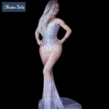 Christia Bella Luxury Prom Rhinestone Mermaid Long Dress Women Singer Sleeveless Crystal Evening Party Trailing Dress Stage Wear
Christia Bella Luxury Prom Rhinestone Mermaid Long Dress Women Singer Sleeveless Crystal Evening Party Trailing Dress Stage Wear
