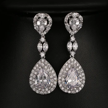 

Emmaya Fashion Luxury Bride Wedding Earrings amazing Cubic Zirconia White Gold Color Engagement Jewelry Party Gift