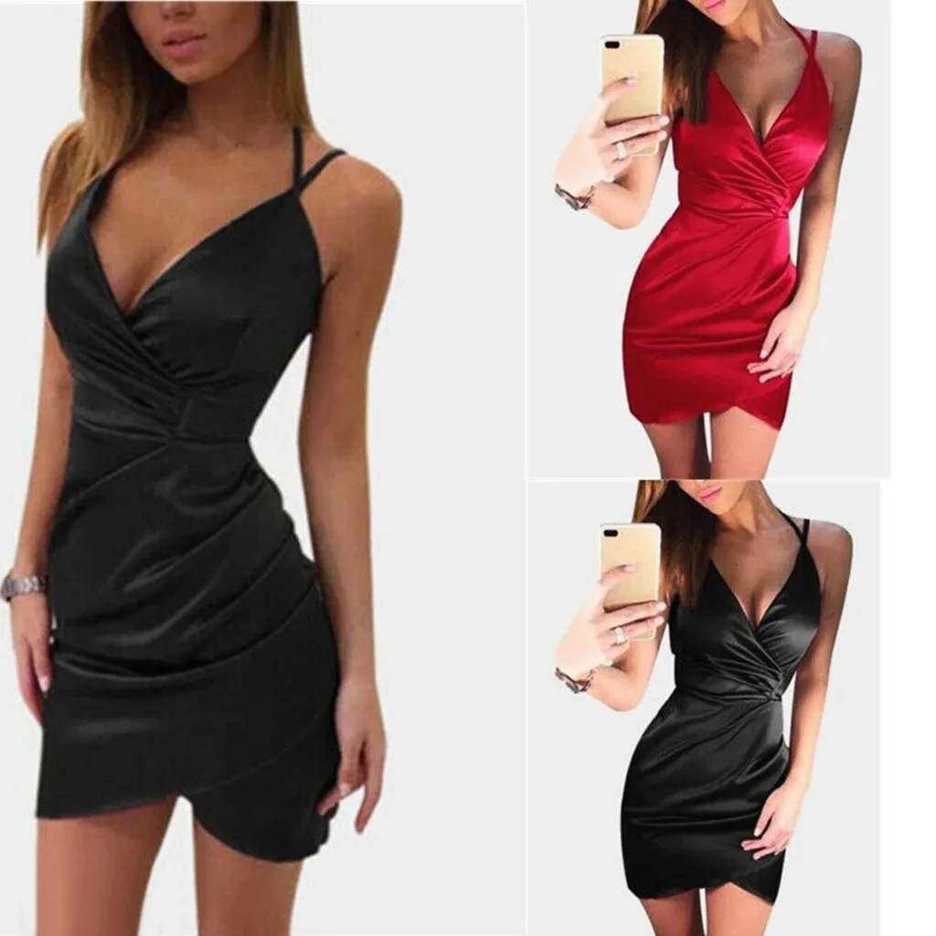 Womens Sexy Bandage Sleeveless Solid V Neck Evening Party Club Silk Backless Mini Dresses Summer Woman Slim Ruched Beach Dress
Womens Sexy Bandage Sleeveless Solid V Neck Evening Party Club Silk Backless Mini Dresses Summer Woman Slim Ruched Beach Dress