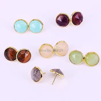 10pair 14MM Round Shape Mix Color Faceted Natural Stone Stud Earrings Charms Fashion Jewelry Women
10pair 14MM Round Shape Mix Color Faceted Natural Stone Stud Earrings Charms Fashion Jewelry Women