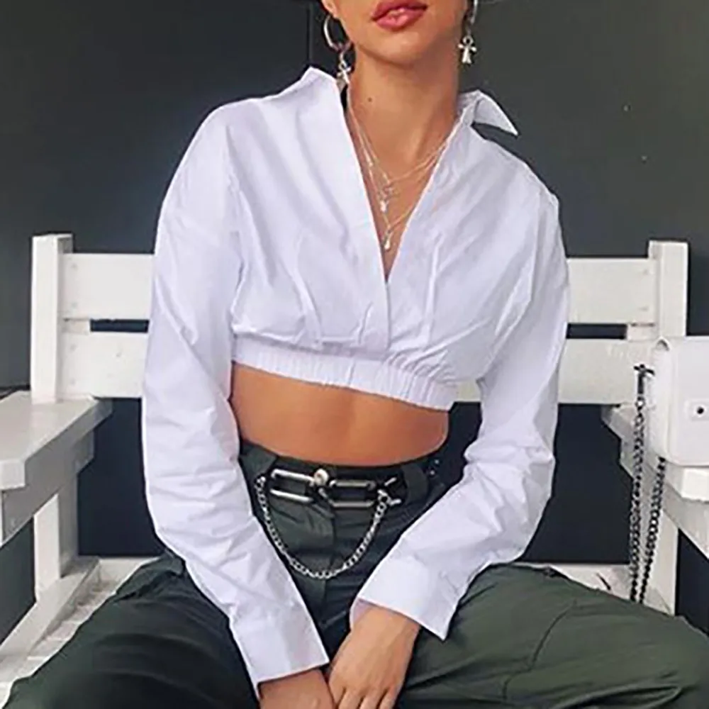Feitong Women Blouses Casual Solid V-Neck Shirt Sleeve Elastic Hem Crops Female Fashion Shirts Blouses Top Clothing Blusas
Feitong Women Blouses Casual Solid V-Neck Shirt Sleeve Elastic Hem Crops Female Fashion Shirts Blouses Top Clothing Blusas
