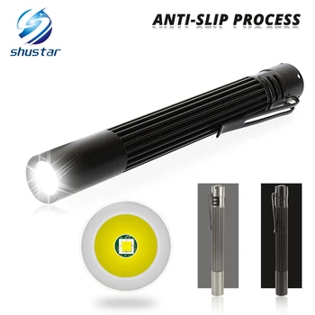 Portable pen clip Q5 LED Flashlight Non-slip waterproof aluminum alloy Super bright mini torch Powered by 2 AAA batteries
Portable pen clip Q5 LED Flashlight Non-slip waterproof aluminum alloy Super bright mini torch Powered by 2 AAA batteries