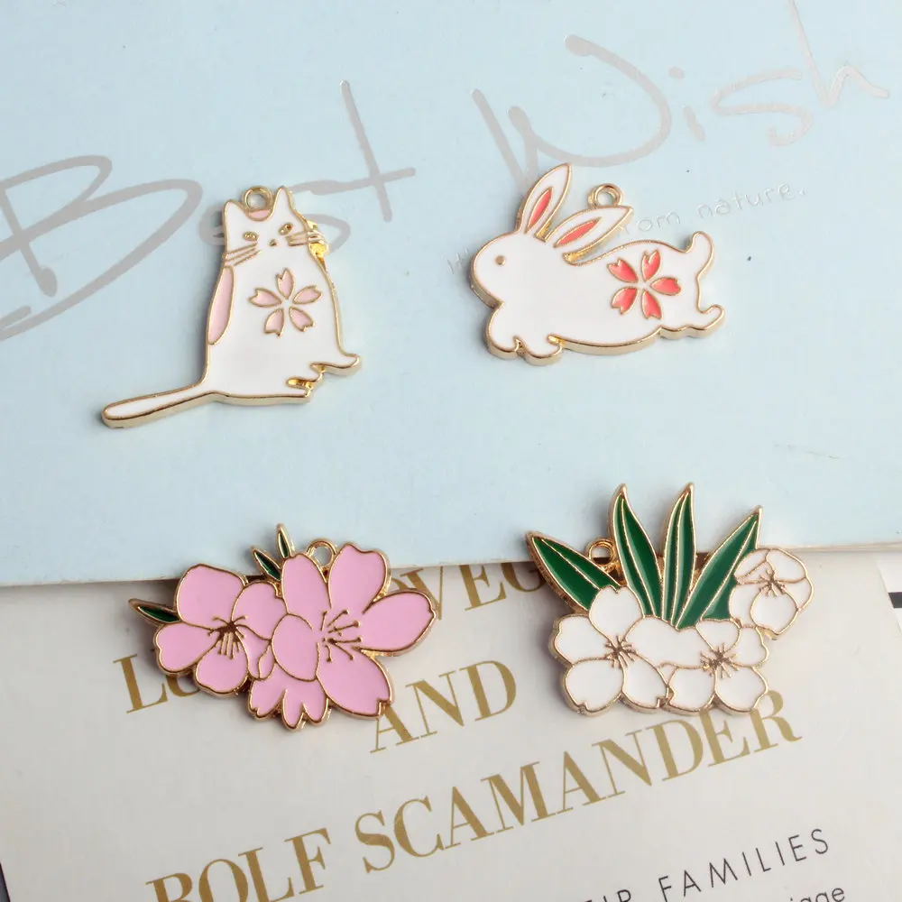Newest Japanese Style Animal Cat Charms Gold Tone Plated Cherry Flower Pendants 40pcs/Lot Kawaii Animal Rabbit Earring Charms
Newest Japanese Style Animal Cat Charms Gold Tone Plated Cherry Flower Pendants 40pcs/Lot Kawaii Animal Rabbit Earring Charms