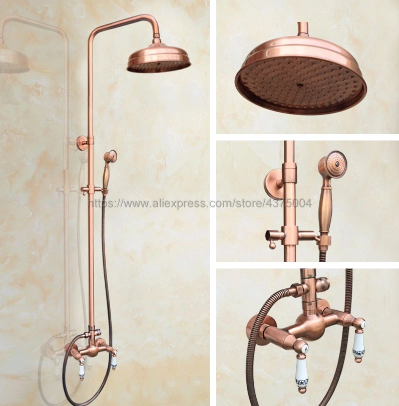 Bathroom Antique Red Copper Shower Faucet Set 8 inch Rainfall Shower Head With Hand Shower Sprayer Mixer Tap Nrg551
Bathroom Antique Red Copper Shower Faucet Set 8 inch Rainfall Shower Head With Hand Shower Sprayer Mixer Tap Nrg551