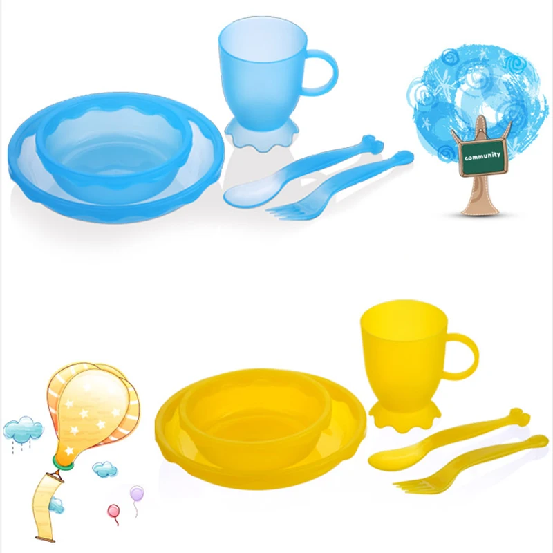 New Children Tableware BPA Free Plastic Baby Food Set Kids Dinnerware Plate Bowl Cup Fork Spoon Infant Dishes For Toddlers Baby (11)