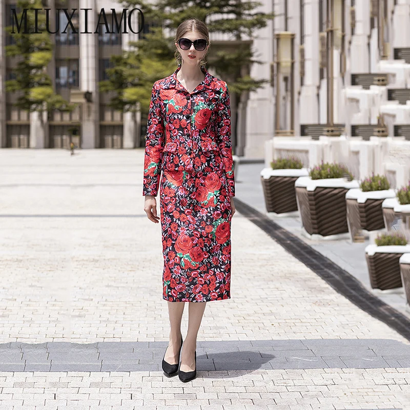 MIXIMAOEurope Fashion 2019 Fall Newest Arrival two piece set Turn-down Collar Rose Flower Print Two-Piece Dress Women vestido
MIXIMAOEurope Fashion 2019 Fall Newest Arrival two piece set Turn-down Collar Rose Flower Print Two-Piece Dress Women vestido