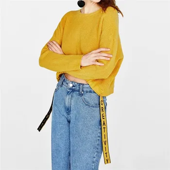 Western Style Fashion Cute Braid Letters Long Sleeve SML XL O-neck 2 Colors Woman Casual Short Knitwear Lady Pullovers Crop Top
Western Style Fashion Cute Braid Letters Long Sleeve SML XL O-neck 2 Colors Woman Casual Short Knitwear Lady Pullovers Crop Top