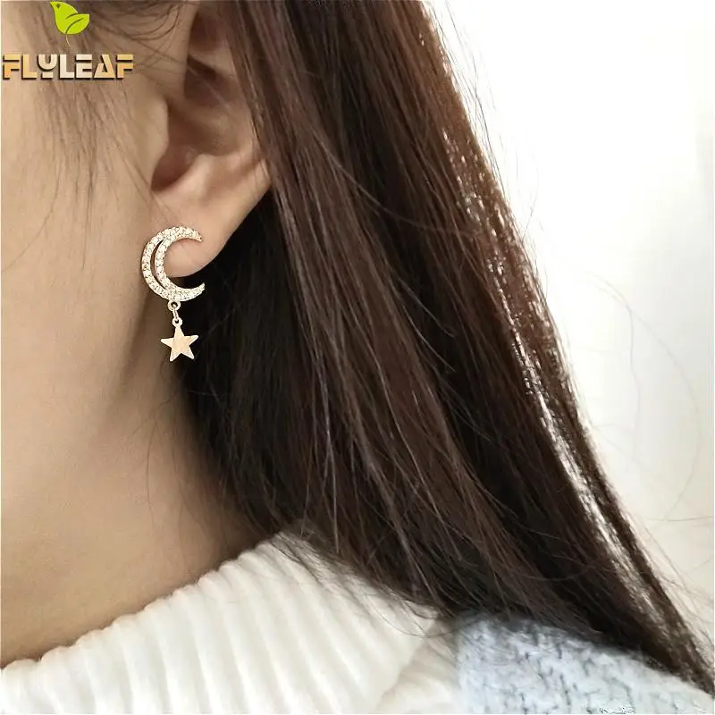 100% Real Silver 925 Dangle Earings Fashion Jewelry Star Moon Cubic Zirconia Earrings For Women High Quality Gold Drop Earrings
100% Real Silver 925 Dangle Earings Fashion Jewelry Star Moon Cubic Zirconia Earrings For Women High Quality Gold Drop Earrings
