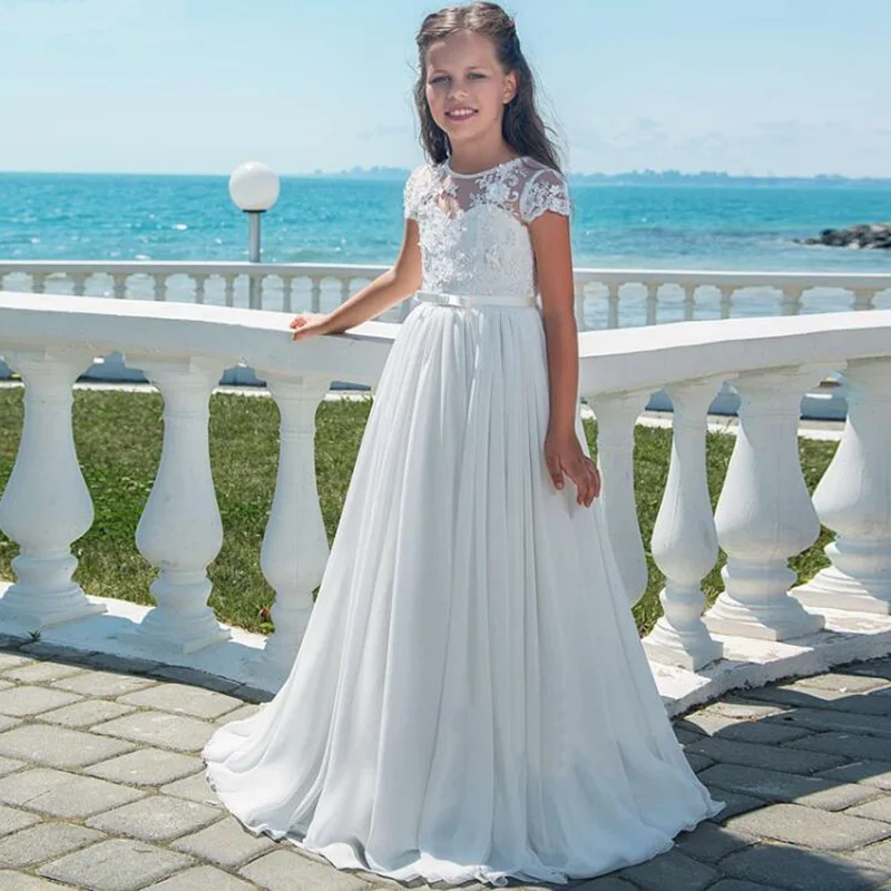Simple Flower Girl Dresses White ivory Pageant Lace Applique Chiffon For Weddings First Communion Dresses
Simple Flower Girl Dresses White ivory Pageant Lace Applique Chiffon For Weddings First Communion Dresses