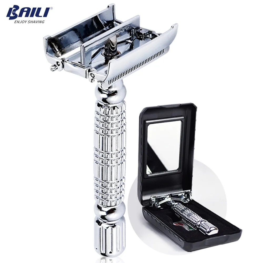 BAILI Barber Safety Blade Razor Shaver Double Edge Butterfly Twist Open T-Shaped Unisex 1 Travel Case with Mirror BD179
BAILI Barber Safety Blade Razor Shaver Double Edge Butterfly Twist Open T-Shaped Unisex 1 Travel Case with Mirror BD179