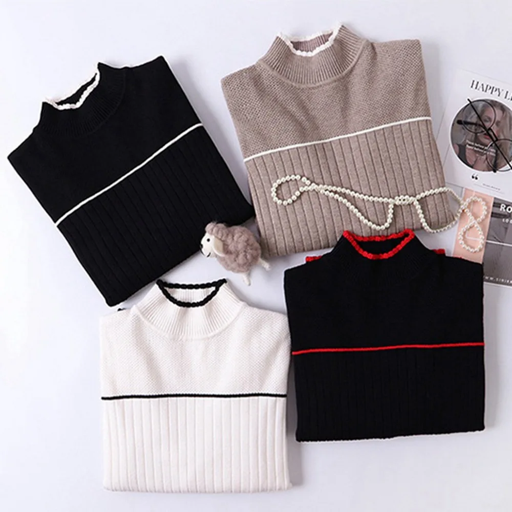 High Quality Thick Striped Women Sweater Color Block Ribbed Knitted Pullover jumper Autumn Winter Warm Female Sweater
High Quality Thick Striped Women Sweater Color Block Ribbed Knitted Pullover jumper Autumn Winter Warm Female Sweater