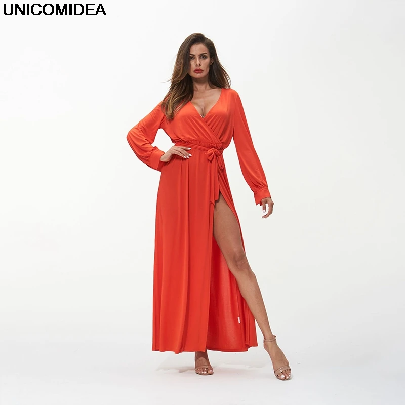 Deep V Neck Bandage Bodycon Dress Women Blouse Long Sleeve High Split Long Dress Women Maxi Dresses Party Mujer Vestido de Festa
Deep V Neck Bandage Bodycon Dress Women Blouse Long Sleeve High Split Long Dress Women Maxi Dresses Party Mujer Vestido de Festa