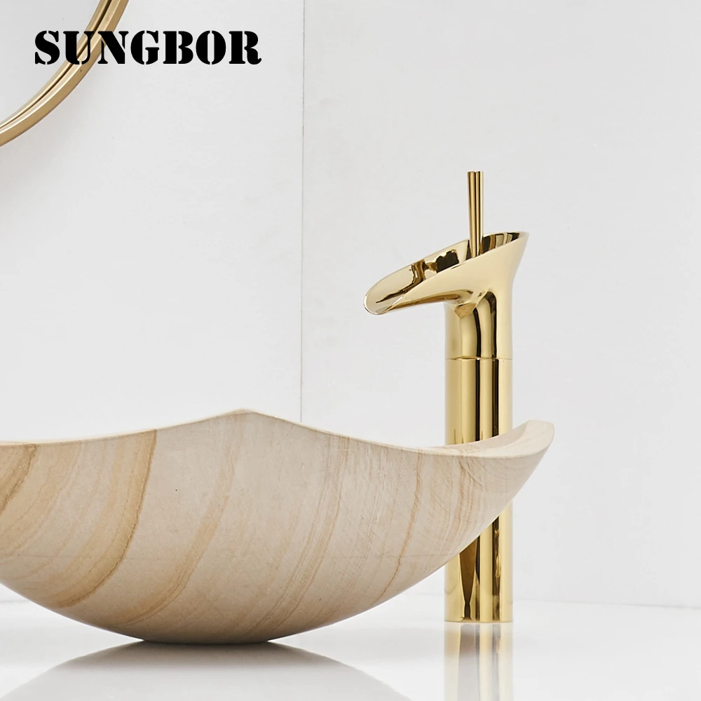 Waterfall Water Basin Faucets Brass Bathroom Faucet Gold Mixer Tap Single Handle Hot & Cold Washbasin Tap torneiras banheiro 712
Waterfall Water Basin Faucets Brass Bathroom Faucet Gold Mixer Tap Single Handle Hot & Cold Washbasin Tap torneiras banheiro 712