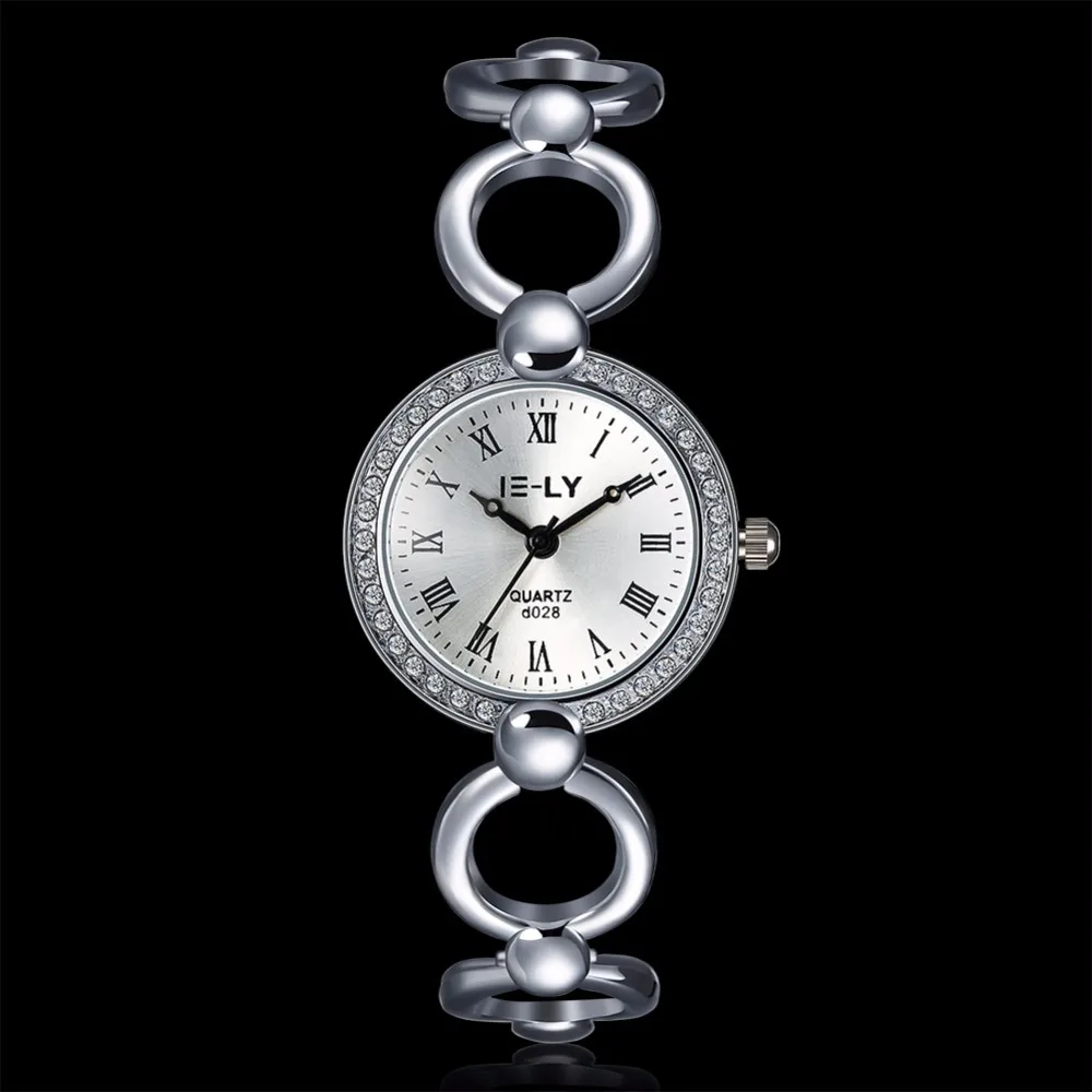 Модные маленькие серебристые женские часы из нержавеющей стали Роскошные Стразы