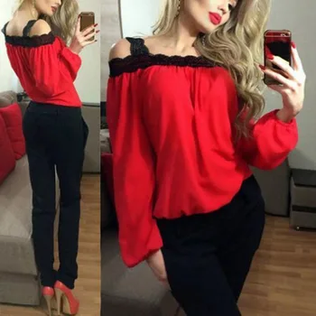 LASPERAL Sexy Off Shoulder Women Shirts Lace Patchwork Top Casual Loose Chiffon T-shirt Femme 2019 Autumn Streetwear Long Sleeve
LASPERAL Sexy Off Shoulder Women Shirts Lace Patchwork Top Casual Loose Chiffon T-shirt Femme 2019 Autumn Streetwear Long Sleeve