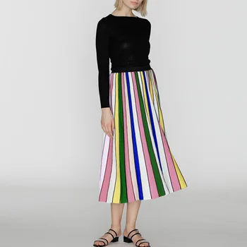 Elegant Hit Color Striped Knitted Skirts Women 2019 Colors A-line High Waist Long Skirt Lady Retro Korean Midid Skirt
Elegant Hit Color Striped Knitted Skirts Women 2019 Colors A-line High Waist Long Skirt Lady Retro Korean Midid Skirt