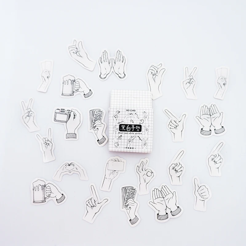 45 Pcs/box Black white gestures paper sticker DIY decoration stickers diary photo album scrapbooking planner label sticker
45 Pcs/box Black white gestures paper sticker DIY decoration stickers diary photo album scrapbooking planner label sticker