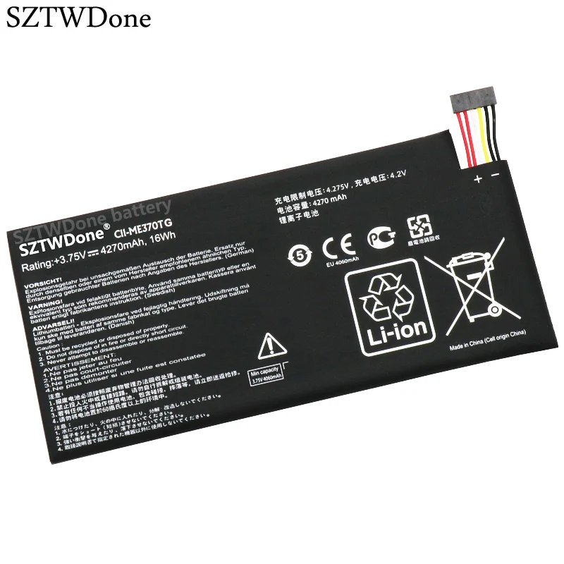 SZTWDone New C11-ME370TG tablet Battery for ASUS Nexus 7 32GB 3G Version model: ME370TG 3.75V 4270MAH 16WH
SZTWDone New C11-ME370TG tablet Battery for ASUS Nexus 7 32GB 3G Version model: ME370TG 3.75V 4270MAH 16WH