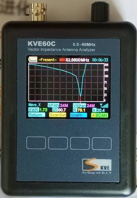 English version HF Vector Impedance Antenna Analyzer KVE60c for walkie talkie Graphical Representation 0.5MHz to 60MHz Meter
English version HF Vector Impedance Antenna Analyzer KVE60c for walkie talkie Graphical Representation 0.5MHz to 60MHz Meter