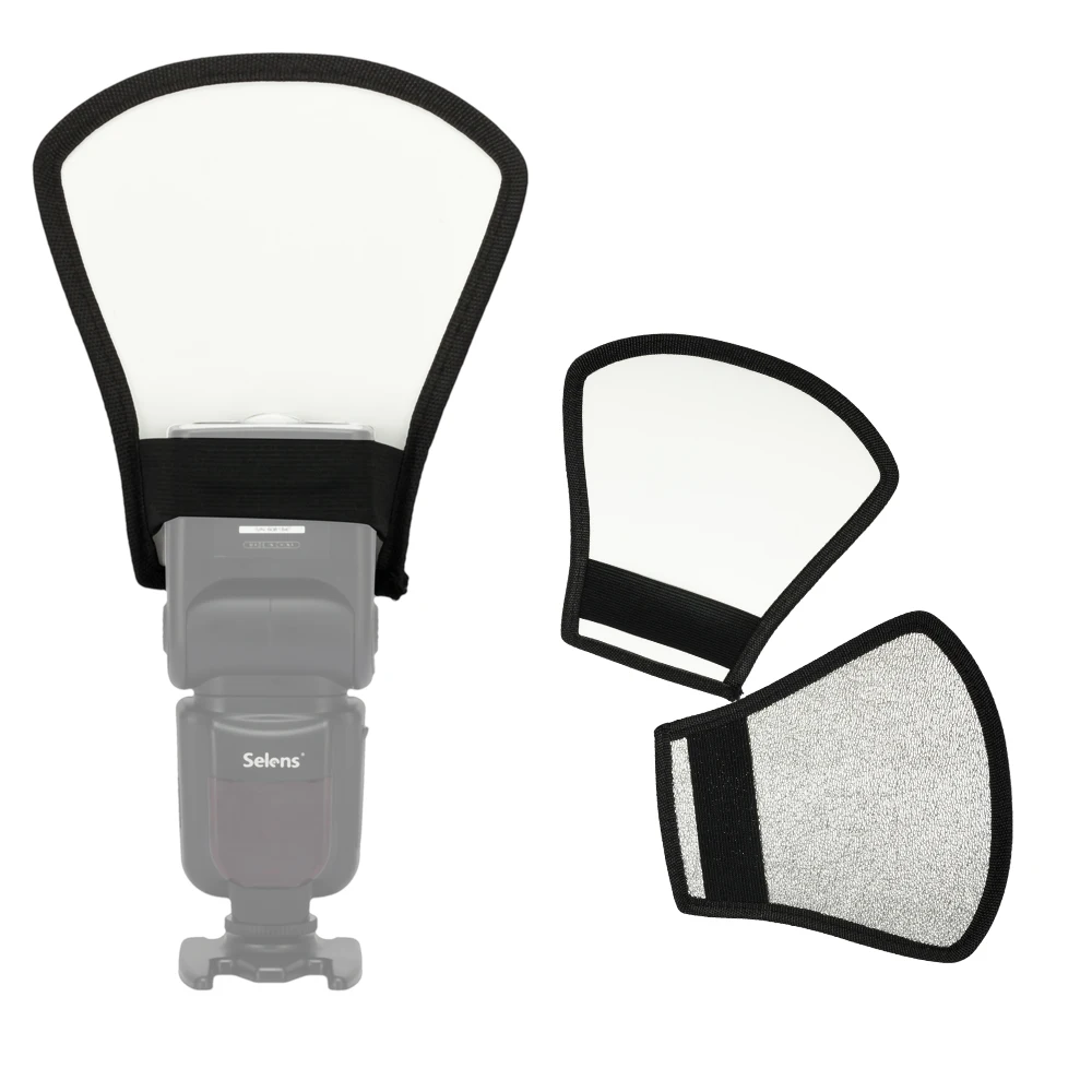 

1pcs 2-in-1 Silver/White Camera Flash Diffuser Softbox Photo Flash Light Reflector For Canon Cameras Size 11*18*20cm