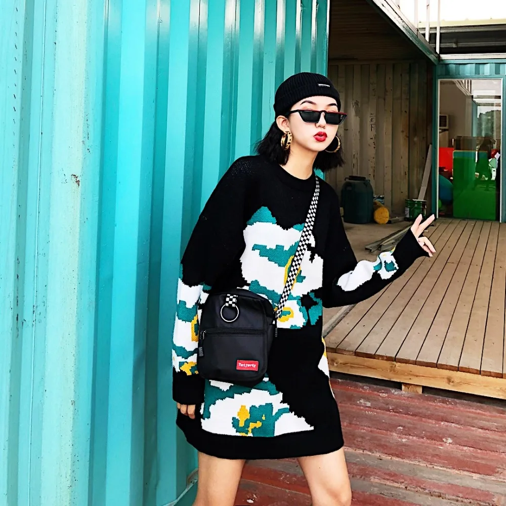 Knitting Winter with Long Round Neck and Head in New Interesting Geometric Patterns of Red Sweater Female 2018 | Женская одежда