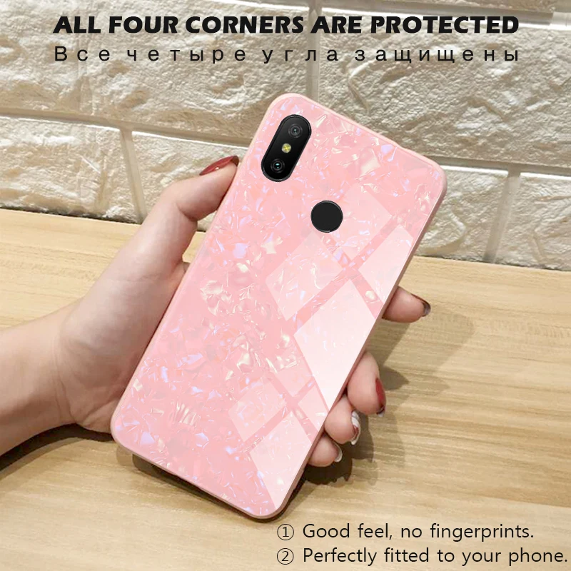 KXM1410_7_JONSNOW Tempered Glass Phone Case For Xiaomi Redmi Note 6 Pro Glossy Hard Back Cover Soft Silicone Edge for Redmi Note 6