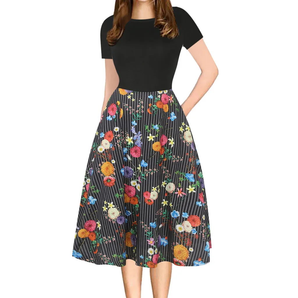 Women's Dresses Autumn Spring Dress Fashion Womens Vintage Patchwork Pockets Puffy Swing Print Casual Party Dress Vestidos
Women's Dresses Autumn Spring Dress Fashion Womens Vintage Patchwork Pockets Puffy Swing Print Casual Party Dress Vestidos