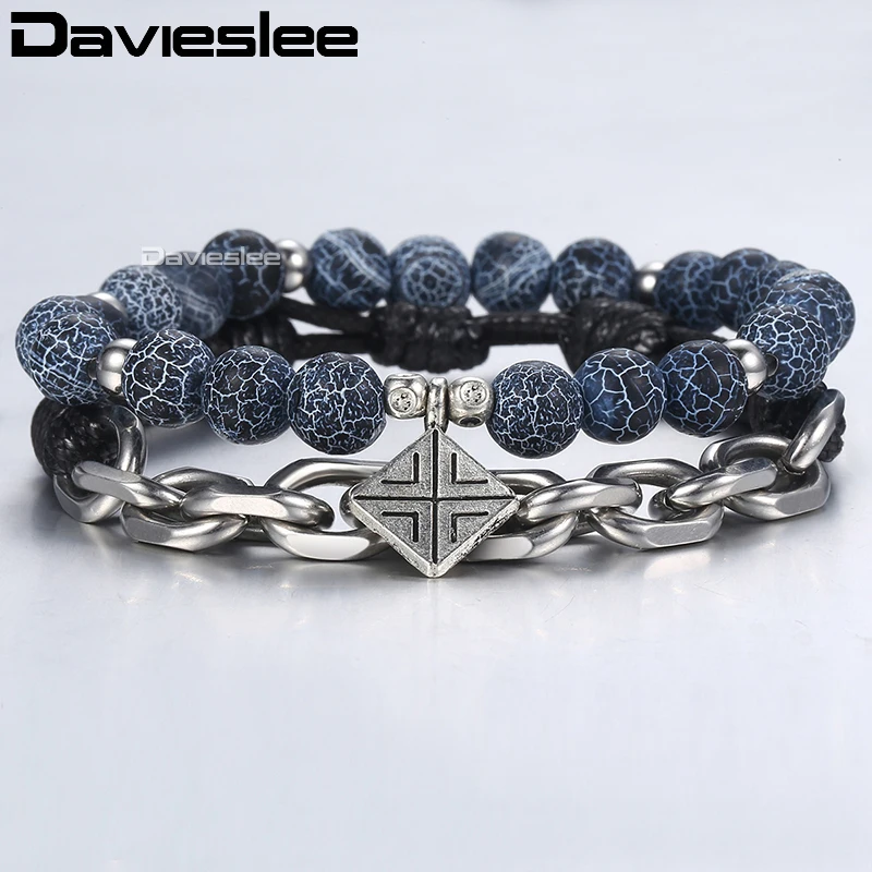 Square Charm Bracelets for Men Stainless Steel Cable Chain Black Manmade Leather Adjustable Blue Bead Bracelet DLB67
Square Charm Bracelets for Men Stainless Steel Cable Chain Black Manmade Leather Adjustable Blue Bead Bracelet DLB67