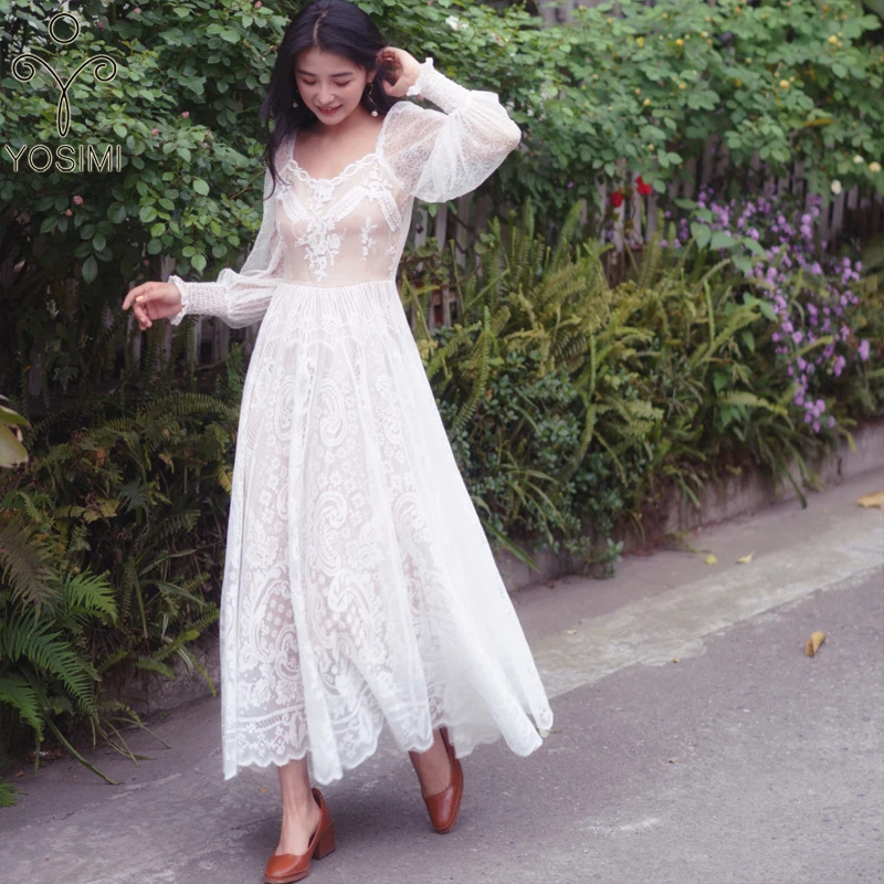 YOSIMI 2019 Summer Lace Ladies Party Dress Long Women Dress Vintage Female Full Sleeve Beige Long Dresses Elegant Ankle-Length
YOSIMI 2019 Summer Lace Ladies Party Dress Long Women Dress Vintage Female Full Sleeve Beige Long Dresses Elegant Ankle-Length