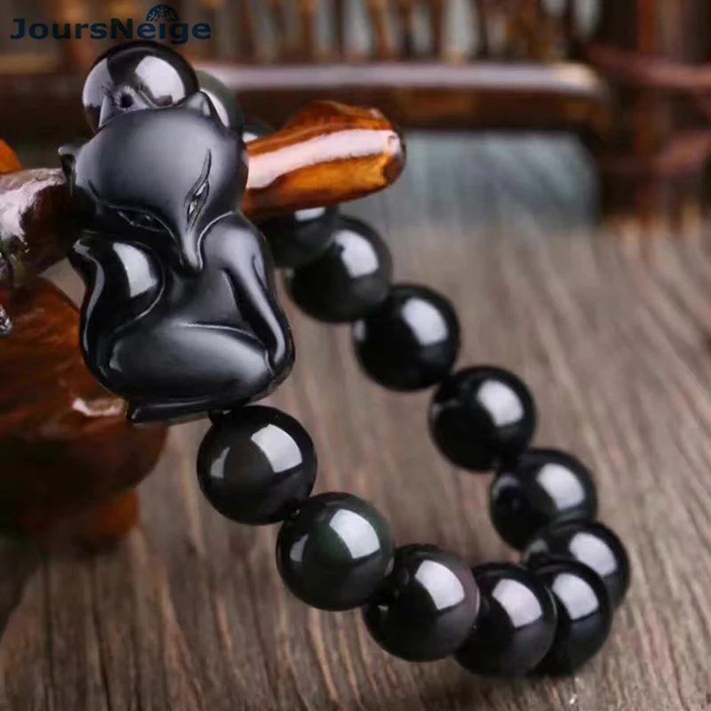JoursNeige Genuine Natural black Obsidian Stone Bracelets 12mm Bead with Fox Crystal Lucky for Men Women Bracelet Jewelry
JoursNeige Genuine Natural black Obsidian Stone Bracelets 12mm Bead with Fox Crystal Lucky for Men Women Bracelet Jewelry