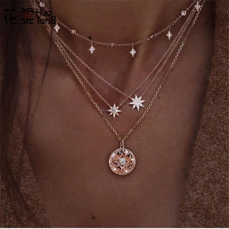 HuaTang Gold Color Hollow Star Crystal Choker Boho Necklace Women Multi-layer Charm Chain Pendant Necklaces Jewelry 6653
HuaTang Gold Color Hollow Star Crystal Choker Boho Necklace Women Multi-layer Charm Chain Pendant Necklaces Jewelry 6653