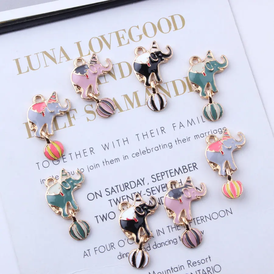 10pcs 16*26mm Metal Diy enamel Circus Elephants ball charms KC gold alloy small bracelet pendant Korean jewelry accessories
10pcs 16*26mm Metal Diy enamel Circus Elephants ball charms KC gold alloy small bracelet pendant Korean jewelry accessories