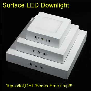 DHL Free Ship 10pcs 9W 15W 25W Surface Mounted LED Panel Ceiling Light Down Light with driver warm/natural/cold white AC85-265V