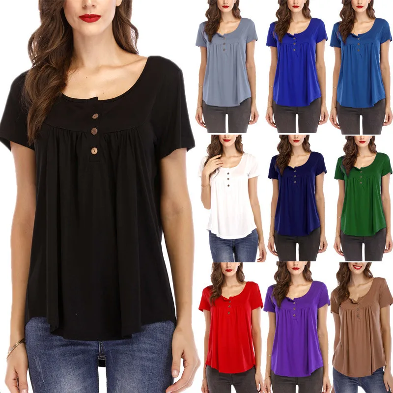 S-5XL Large Size Women Casual T Shirt 2019 Summer Short Sleeve O-Neck Black Blue Loose Tee Shirts Female Plus Size Cotton Tops
S-5XL Large Size Women Casual T Shirt 2019 Summer Short Sleeve O-Neck Black Blue Loose Tee Shirts Female Plus Size Cotton Tops