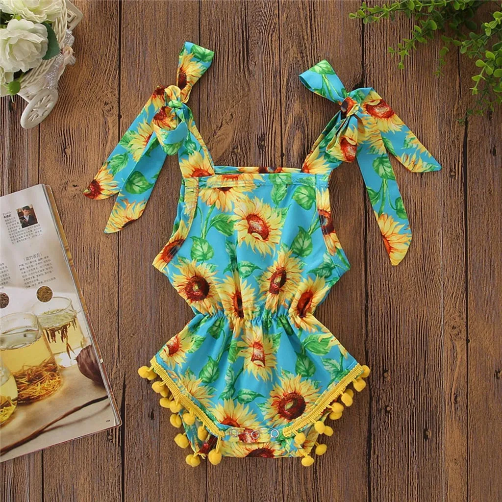 Newborn Kids Baby Girls Clothes Sunflower Print Pompon Romper Outfits Baby Romper Recien Nacido Summer
Newborn Kids Baby Girls Clothes Sunflower Print Pompon Romper Outfits Baby Romper Recien Nacido Summer