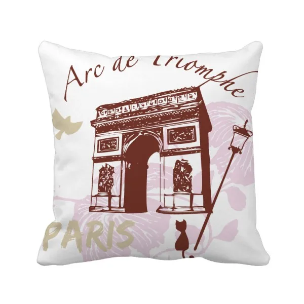 

Arch Of Triumphal France Paris Landmark Throw Pillow Square Cover Machine washable Synthetic-Filled Insert Included