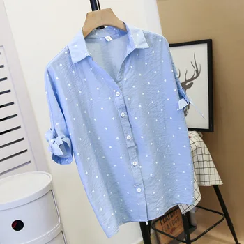 Women Chiffon Blouse Polka Dot Printed Short Sleeve V-Neck Casual Shirts Summer Loose Tops
Women Chiffon Blouse Polka Dot Printed Short Sleeve V-Neck Casual Shirts Summer Loose Tops