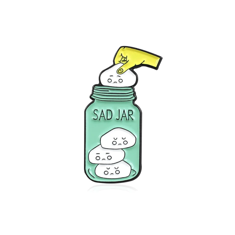SAD JAR Blue Glass Bottle Metal Enamel Brooch Throw Out Bad Emotion Badge Pin Creative Fashion Costume Backpack Jewelry Gift
SAD JAR Blue Glass Bottle Metal Enamel Brooch Throw Out Bad Emotion Badge Pin Creative Fashion Costume Backpack Jewelry Gift