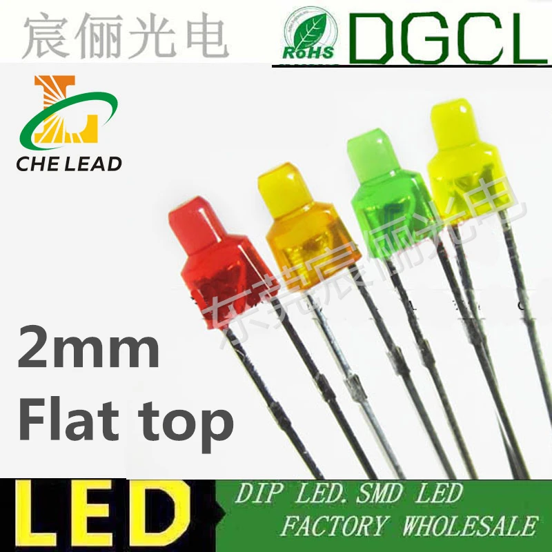

2MM DIP LED diffused indicator Flat top led diode 2mm RED/GREEN/YELLOW/ORANGE light emitting diode(CE&Rosh)