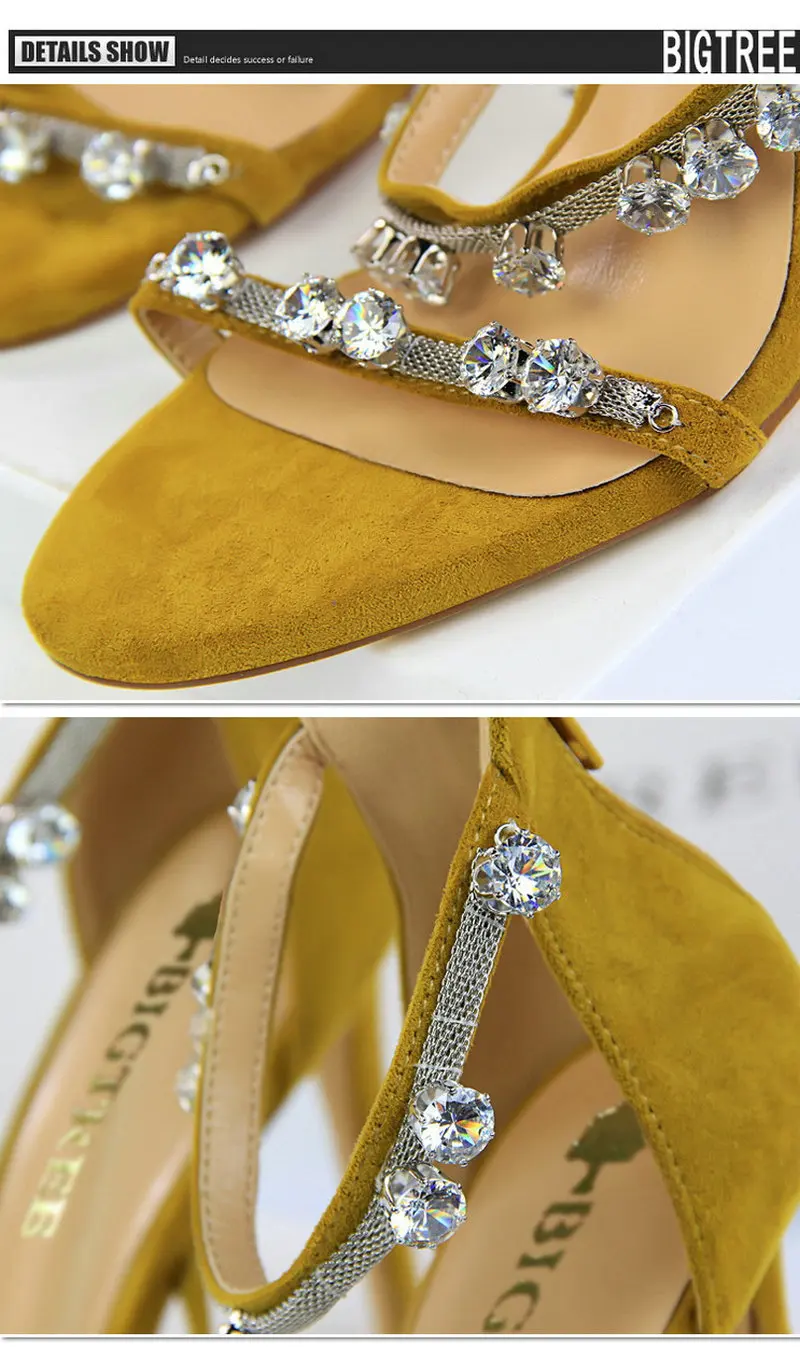 BIGTREE Shoes 2018 New Women Summer Shoes Flock Metal Crystal Thin