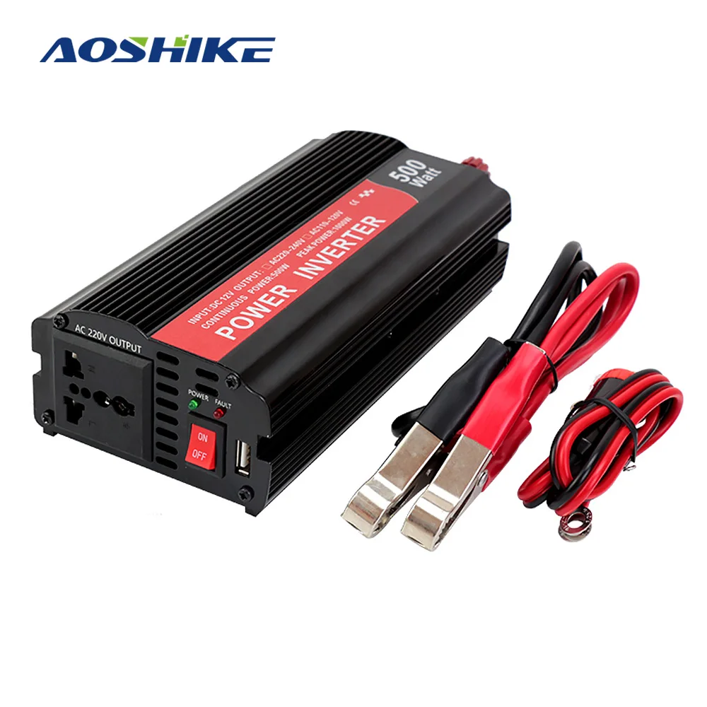 AOSHIKE Car Inverter 12V to 220V 500W High Power Correction Wave Inverter Adapter Converter Transformers Magnesium USB Output
AOSHIKE Car Inverter 12V to 220V 500W High Power Correction Wave Inverter Adapter Converter Transformers Magnesium USB Output